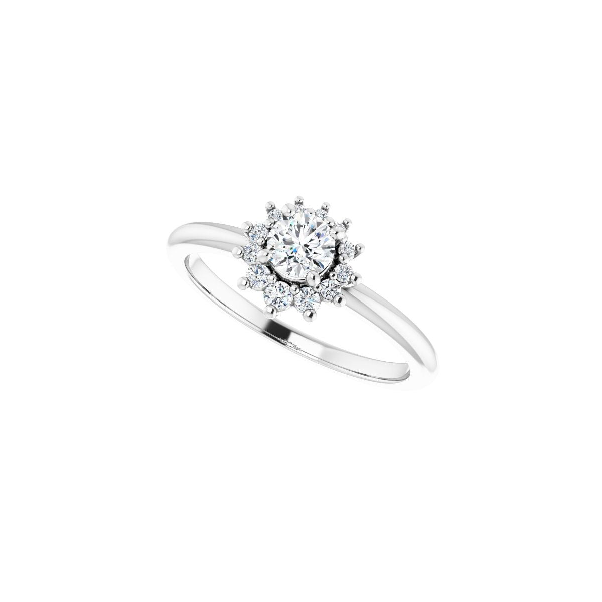 Round Halo-Style Asymmetrical Engagement Ring Semi-Mount - gallery - Series 124478