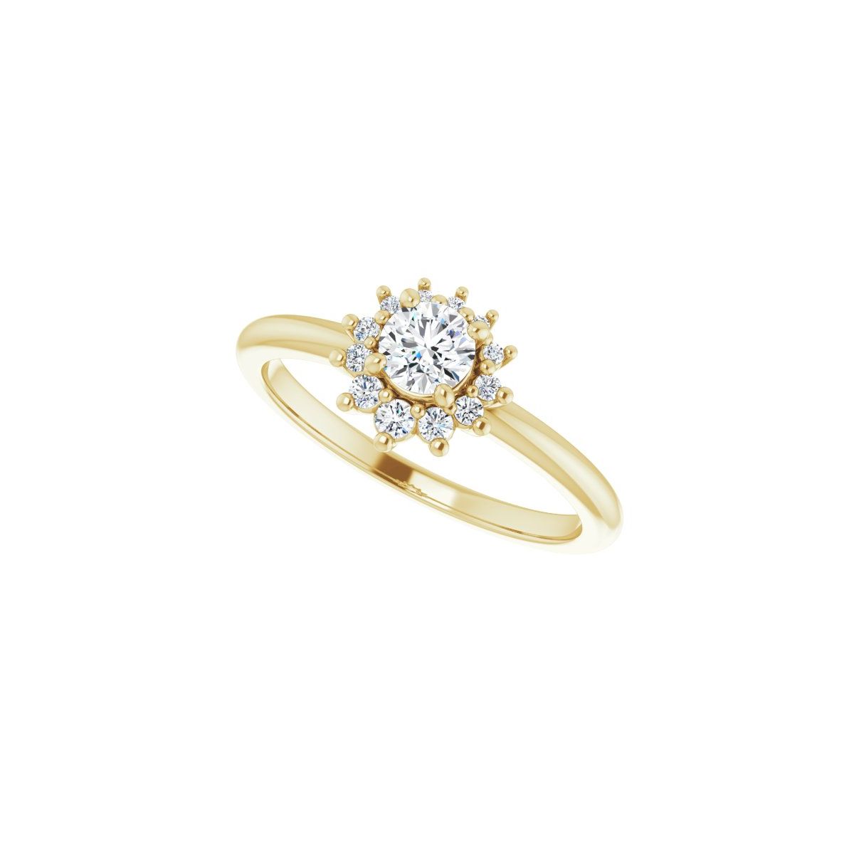 Round Halo-Style Asymmetrical Engagement Ring Semi-Mount - gallery - Series 124478