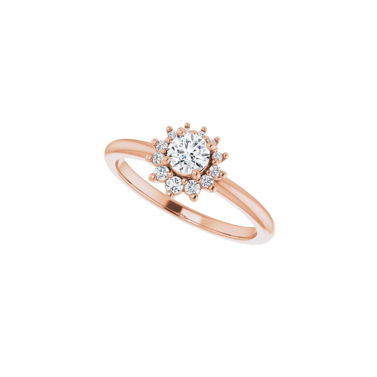 Round Halo-Style Asymmetrical Engagement Ring Semi-Mount - gallery - Series 124478