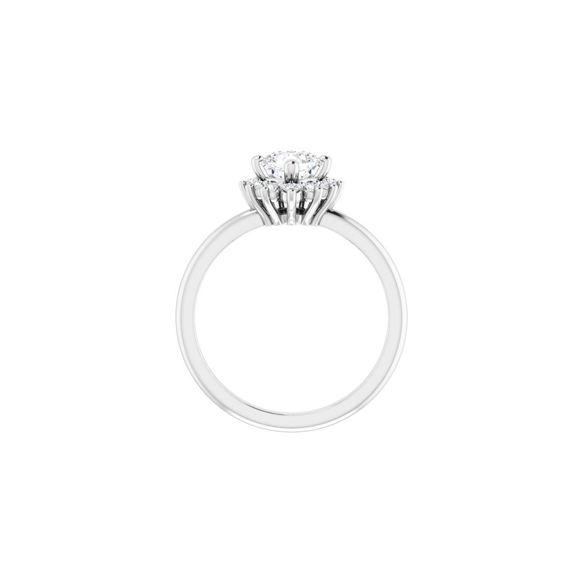 Cushion Halo-Style Asymmetrical Engagement Ring Semi-Mount - gallery - Series 124478
