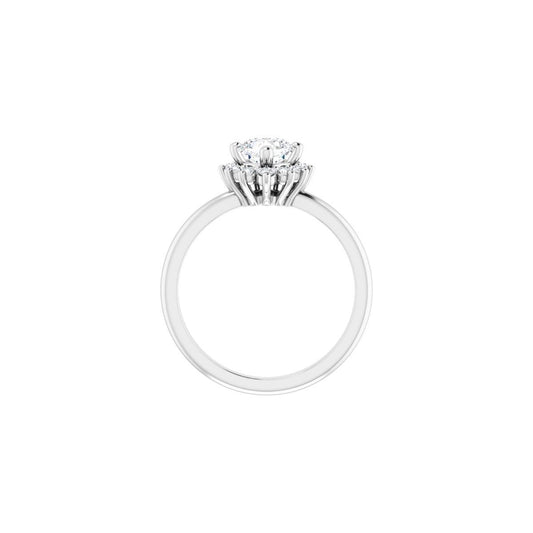 Cushion Halo-Style Asymmetrical Engagement Ring Semi-Mount - gallery - Series 124478