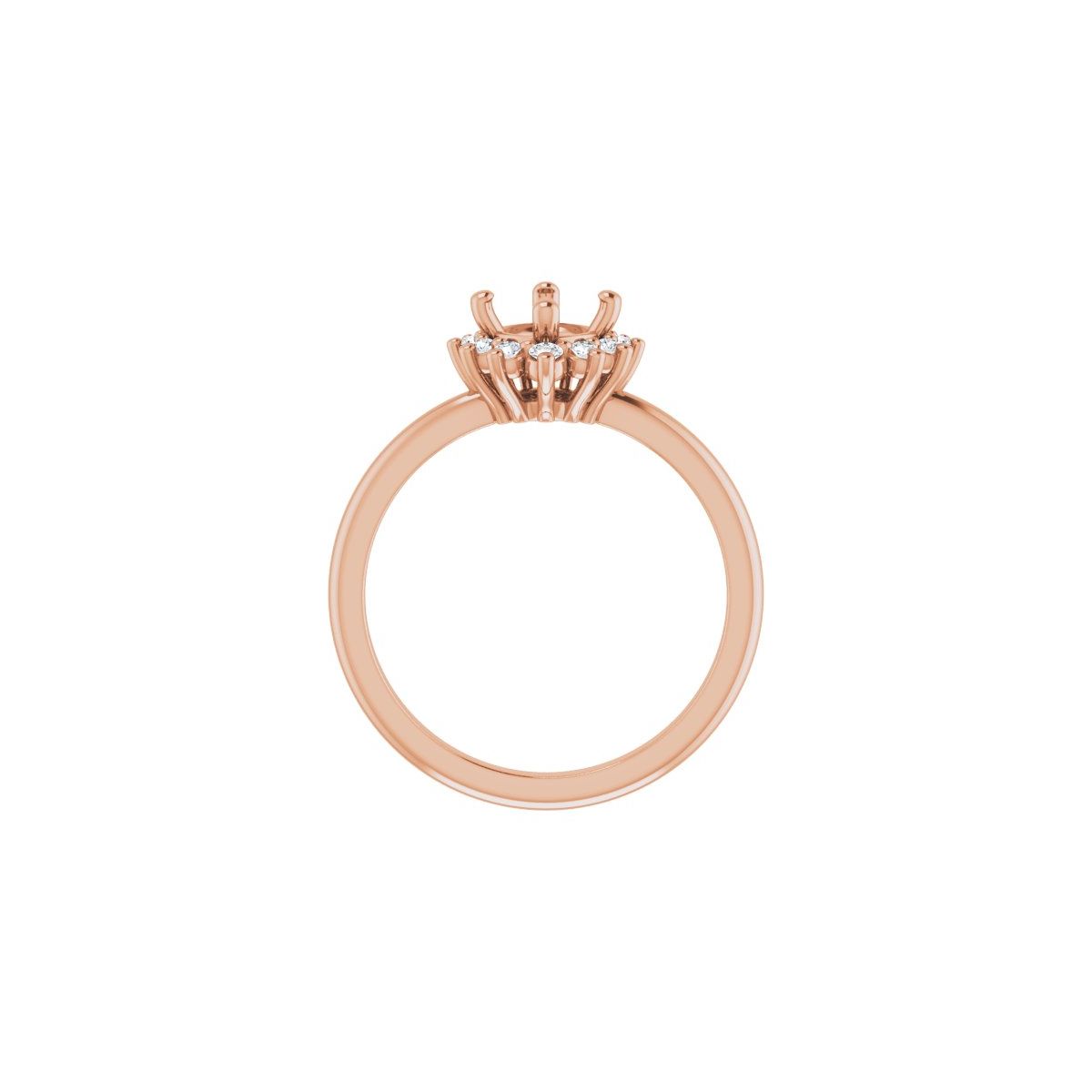 Cushion Halo-Style Asymmetrical Engagement Ring Semi-Mount - gallery - Series 124478