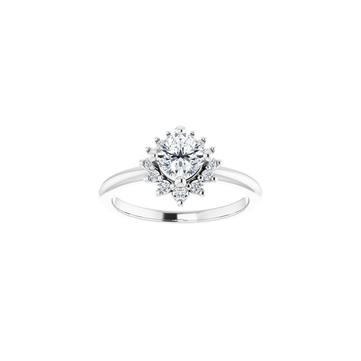 Cushion Halo-Style Asymmetrical Engagement Ring Semi-Mount - gallery - Series 124478