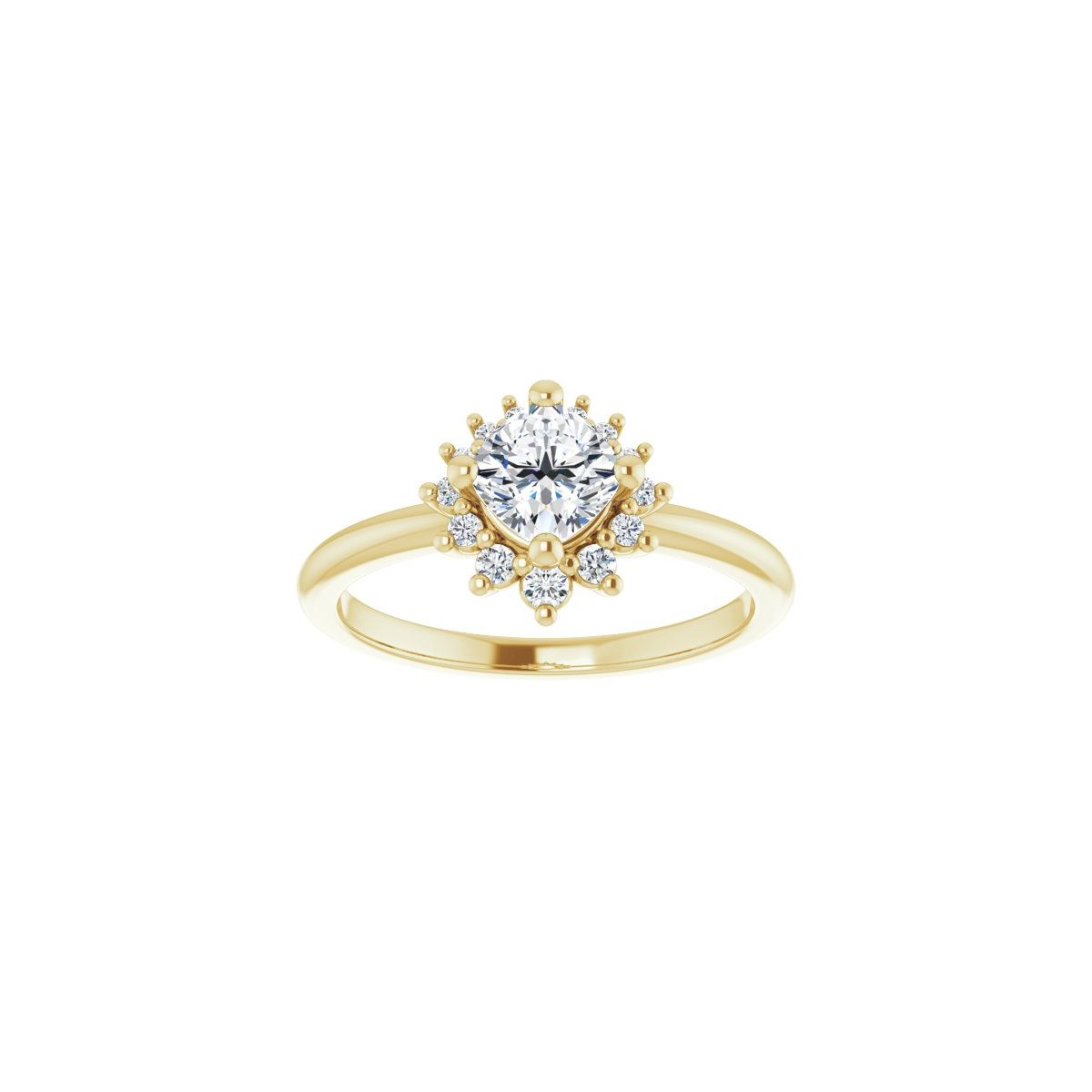 Cushion Halo-Style Asymmetrical Engagement Ring Semi-Mount - gallery - Series 124478