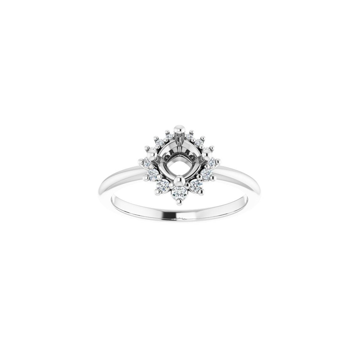 Cushion Halo-Style Asymmetrical Engagement Ring Semi-Mount - gallery - Series 124478