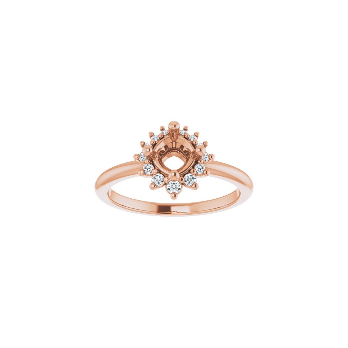 Cushion Halo-Style Asymmetrical Engagement Ring Semi-Mount - gallery - Series 124478