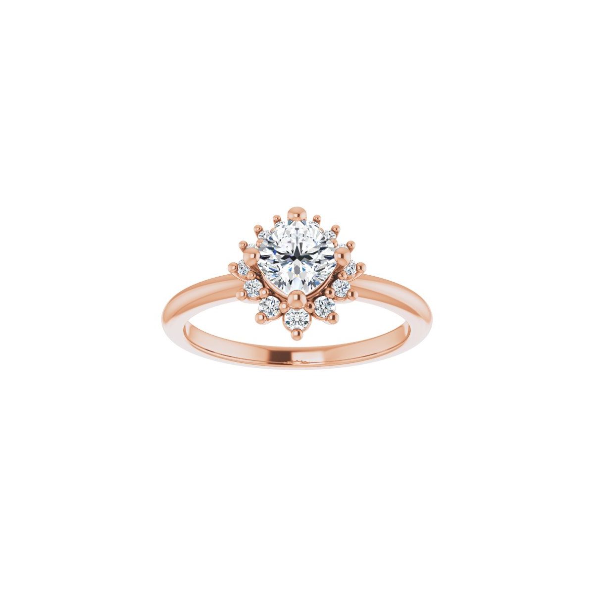 Cushion Halo-Style Asymmetrical Engagement Ring Semi-Mount - gallery - Series 124478