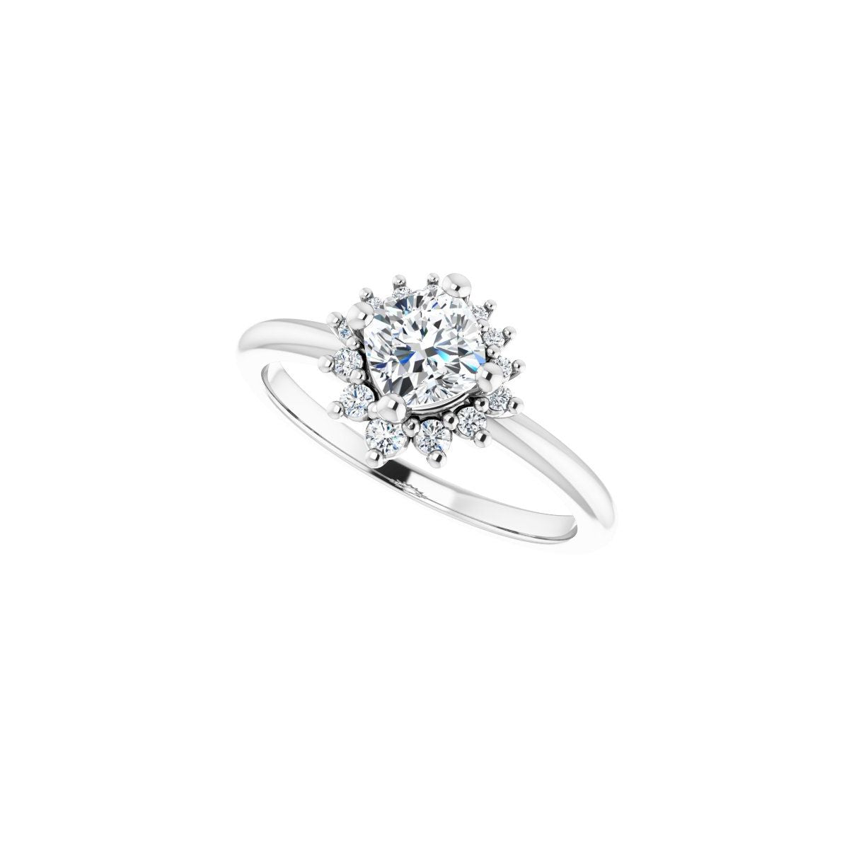 Cushion Halo-Style Asymmetrical Engagement Ring Semi-Mount - gallery - Series 124478