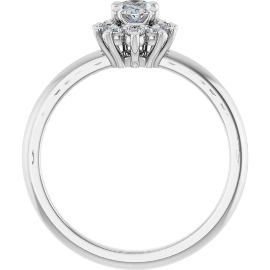 Oval Halo-Style Asymmetrical Engagement Ring Semi-Mount - gallery - Series 124478