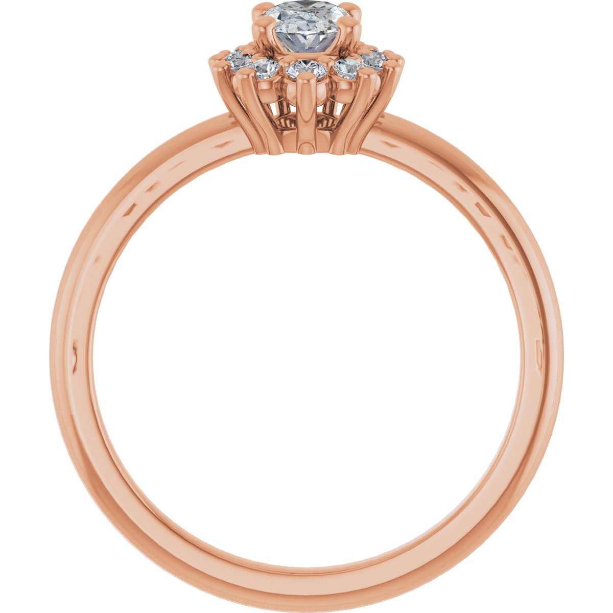 Oval Halo-Style Asymmetrical Engagement Ring Semi-Mount - gallery - Series 124478