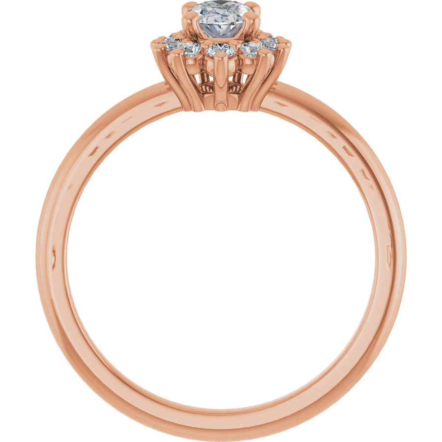 Oval Halo-Style Asymmetrical Engagement Ring Semi-Mount - gallery - Series 124478