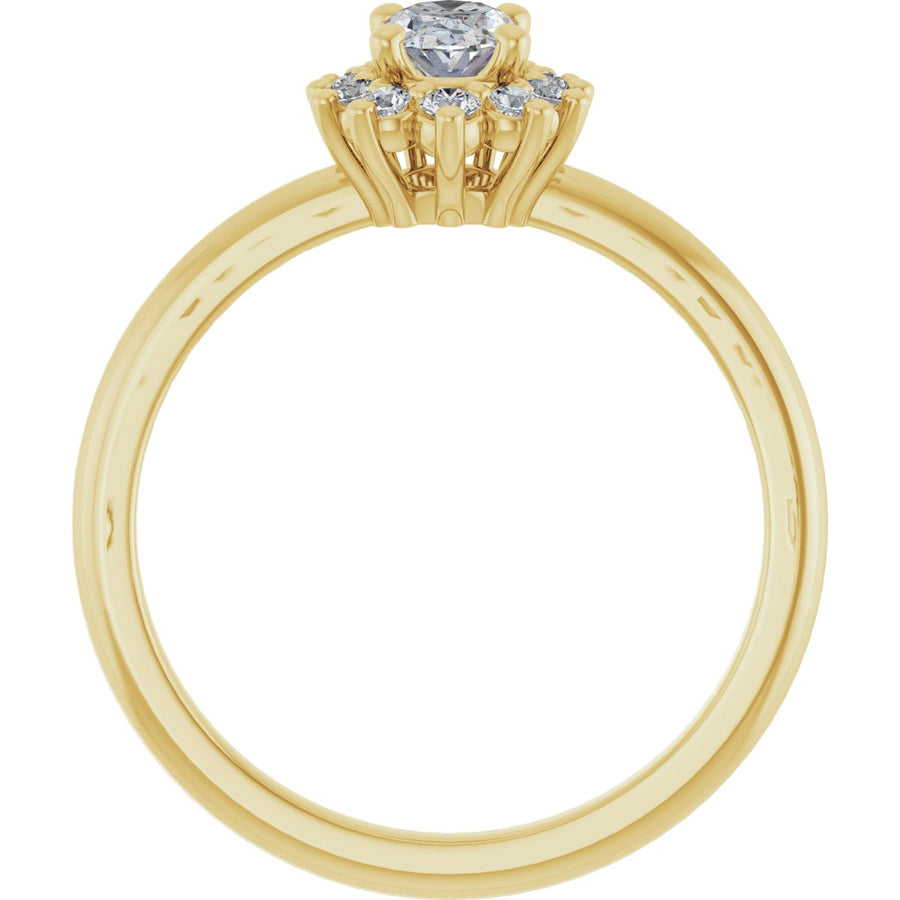 Oval Halo-Style Asymmetrical Engagement Ring Semi-Mount - gallery - Series 124478