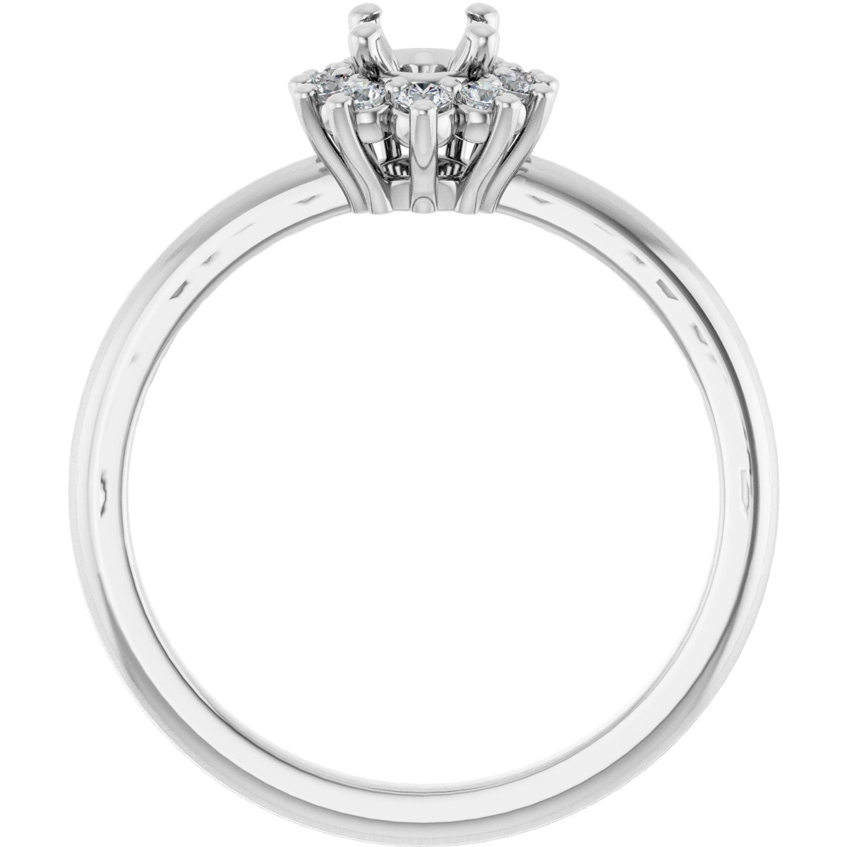 Oval Halo-Style Asymmetrical Engagement Ring Semi-Mount - gallery - Series 124478