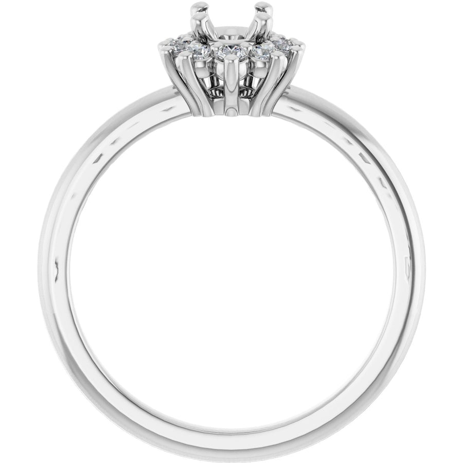 Oval Halo-Style Asymmetrical Engagement Ring Semi-Mount - gallery - Series 124478
