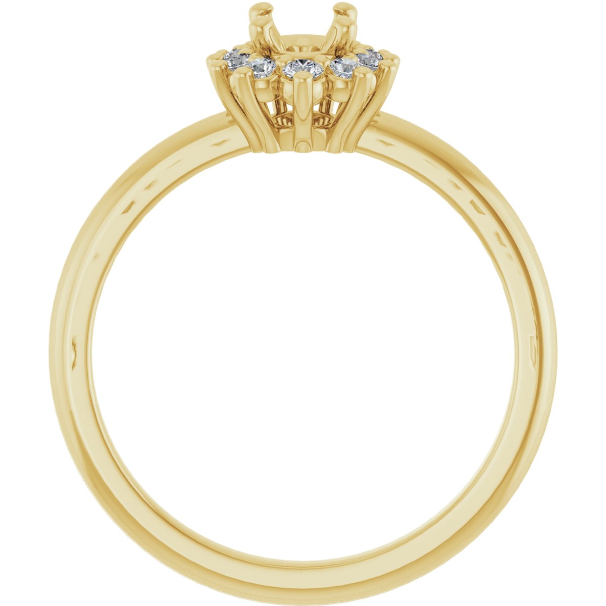 Oval Halo-Style Asymmetrical Engagement Ring Semi-Mount - gallery - Series 124478