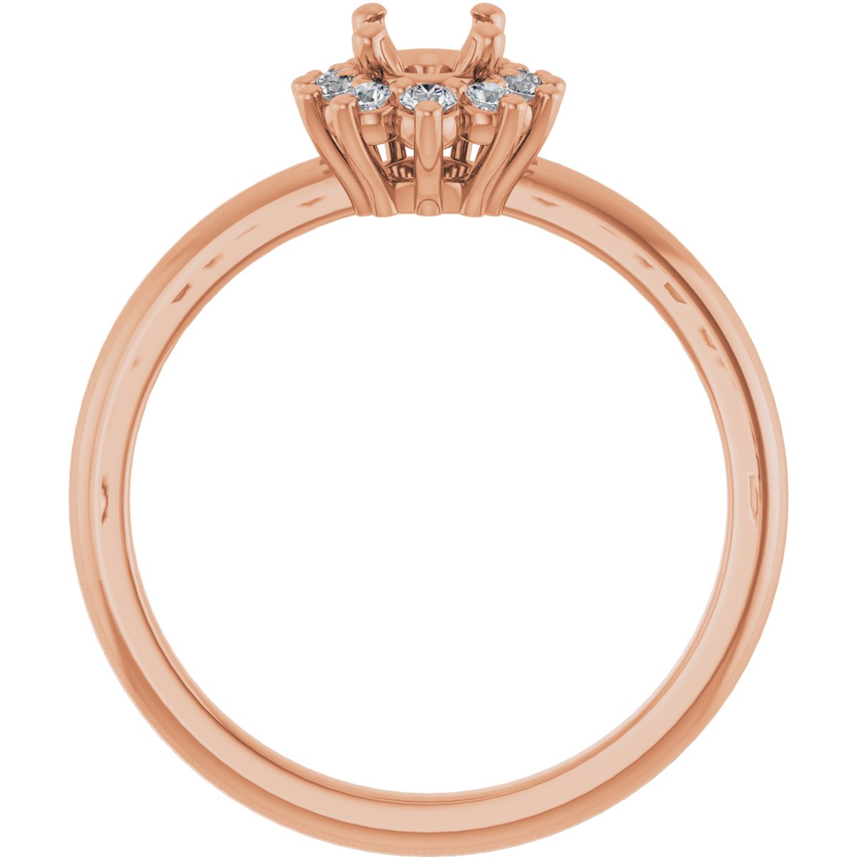 Oval Halo-Style Asymmetrical Engagement Ring Semi-Mount - gallery - Series 124478