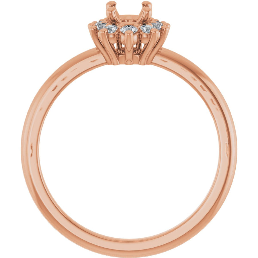 Oval Halo-Style Asymmetrical Engagement Ring Semi-Mount - gallery - Series 124478