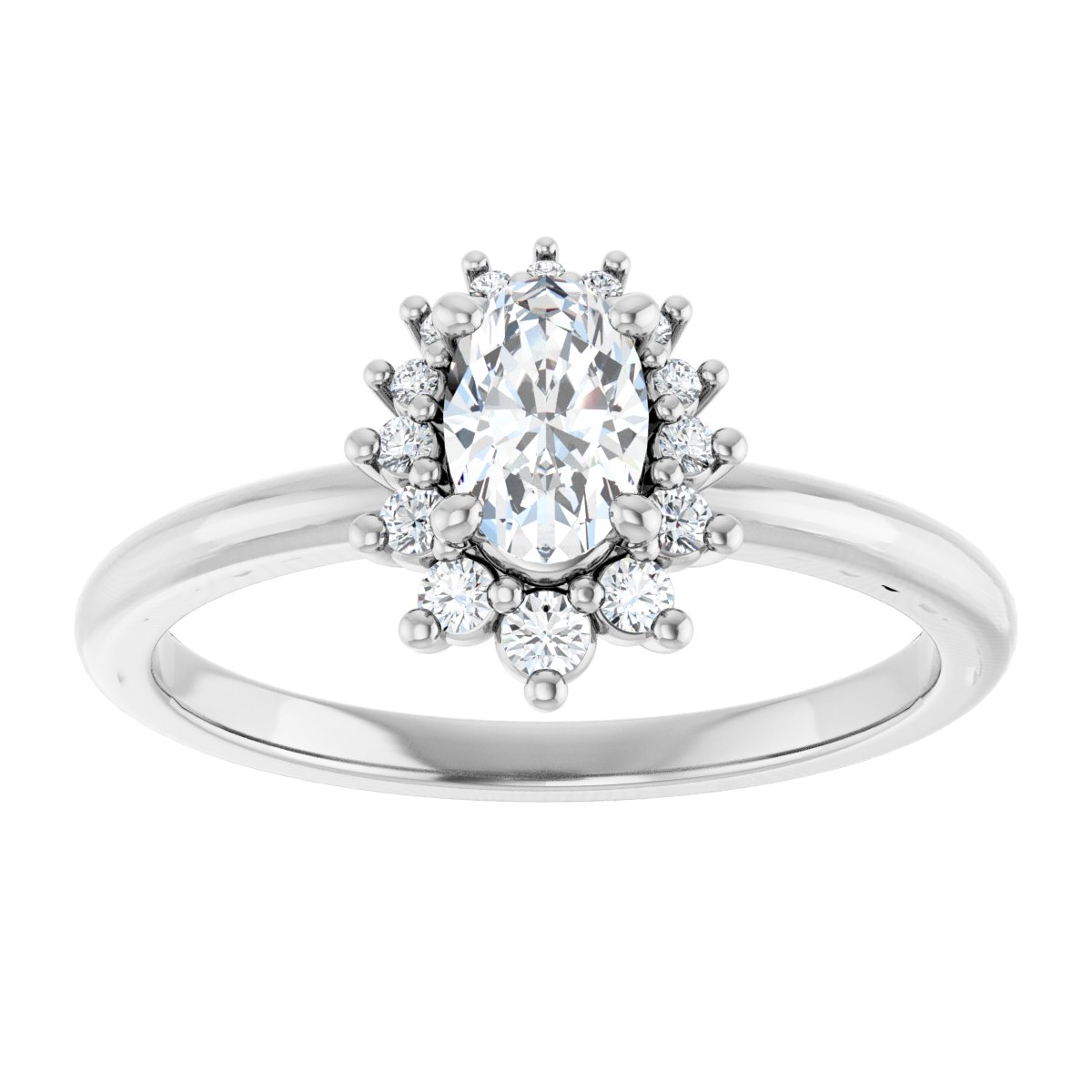Oval Halo-Style Asymmetrical Engagement Ring Semi-Mount - gallery - Series 124478