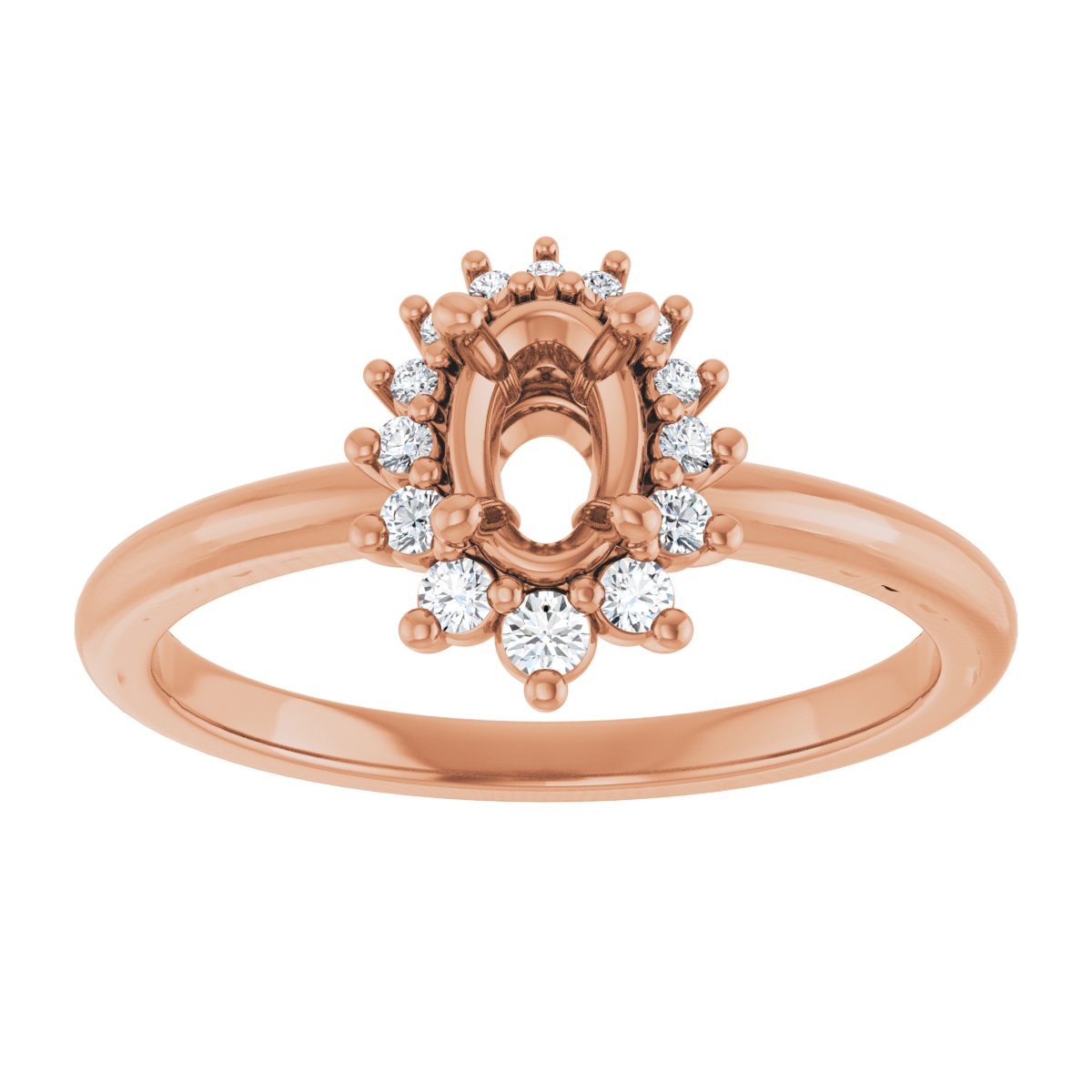 Oval Halo-Style Asymmetrical Engagement Ring Semi-Mount - gallery - Series 124478