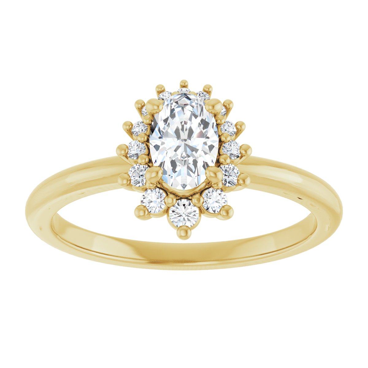 Oval Halo-Style Asymmetrical Engagement Ring Semi-Mount - gallery - Series 124478