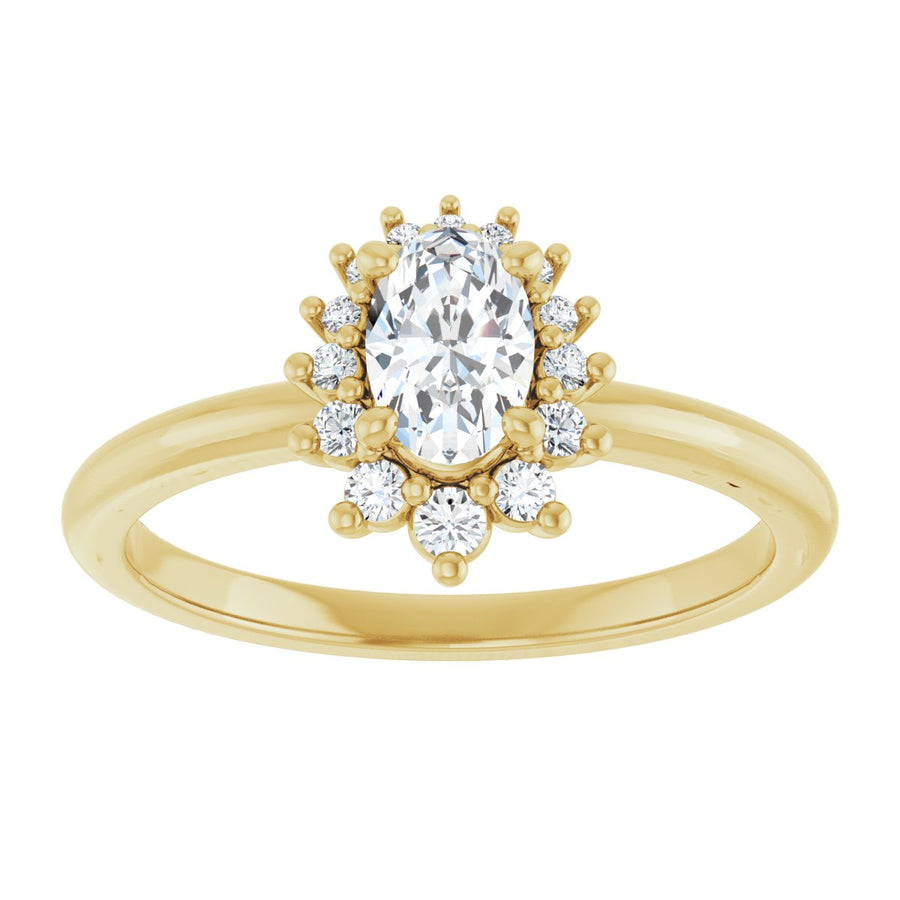 Oval Halo-Style Asymmetrical Engagement Ring Semi-Mount - gallery - Series 124478