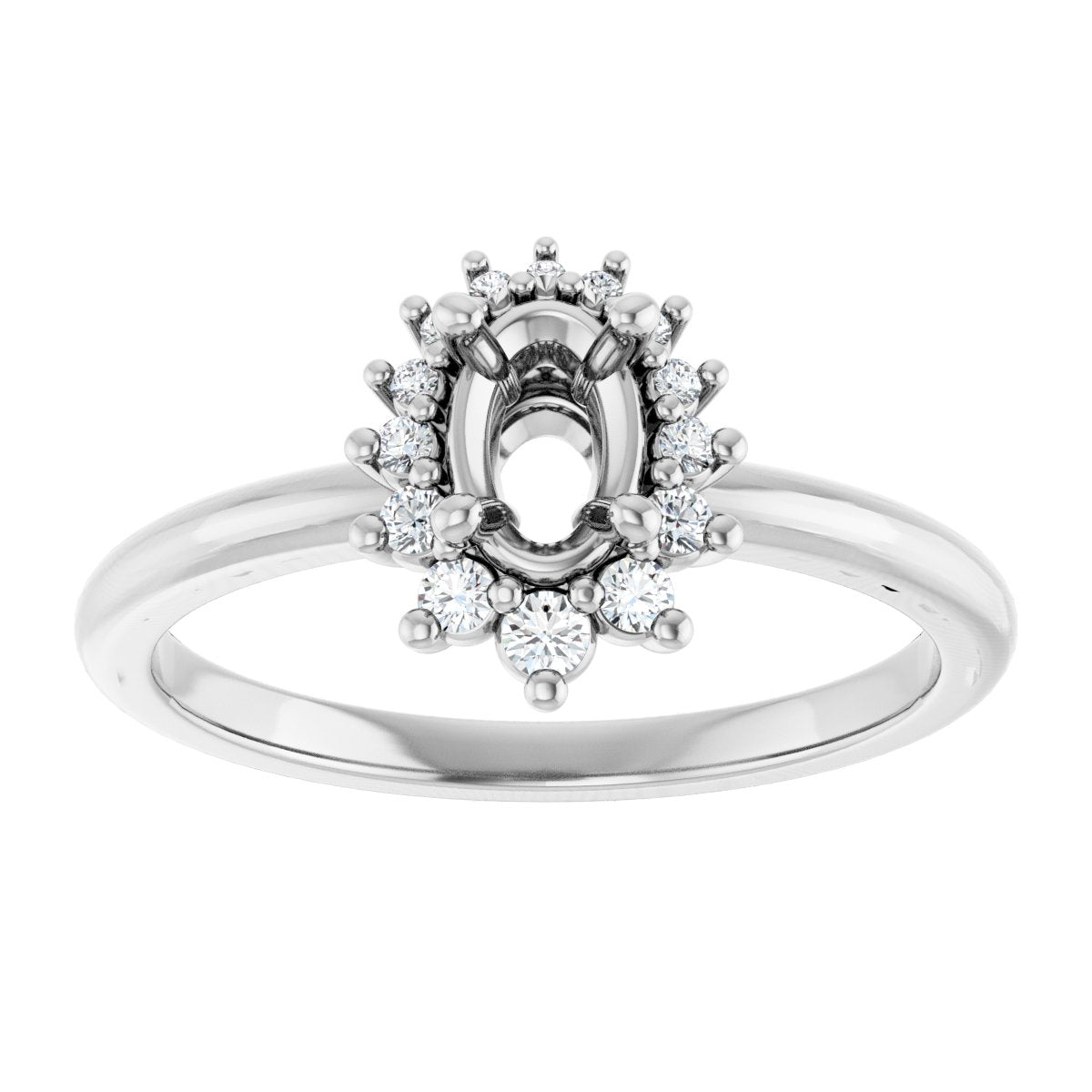 Oval Halo-Style Asymmetrical Engagement Ring Semi-Mount - gallery - Series 124478