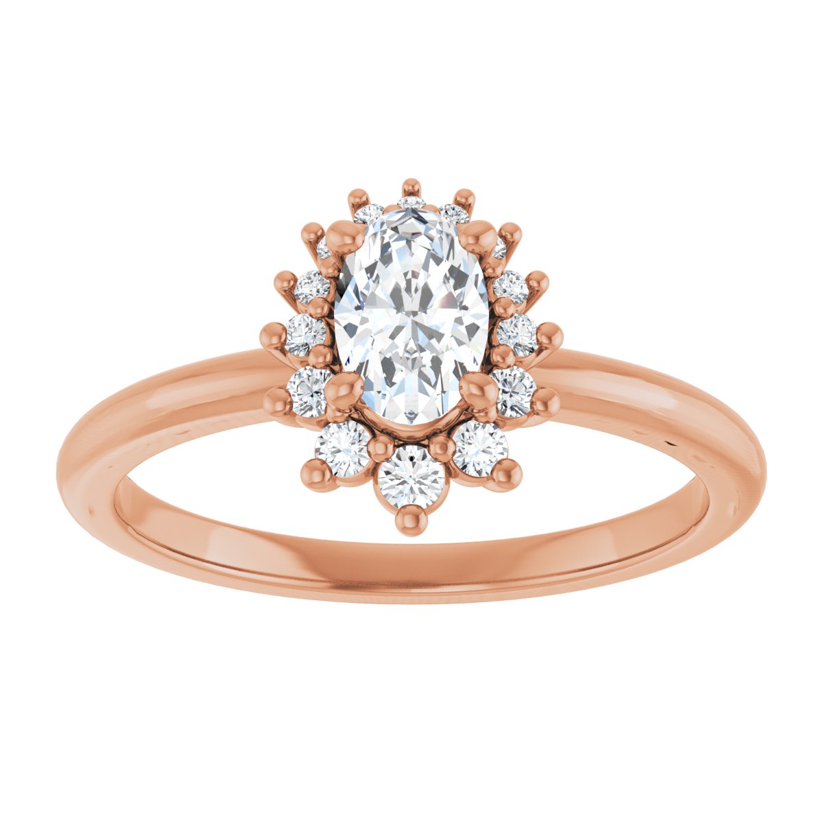 Oval Halo-Style Asymmetrical Engagement Ring Semi-Mount - gallery - Series 124478