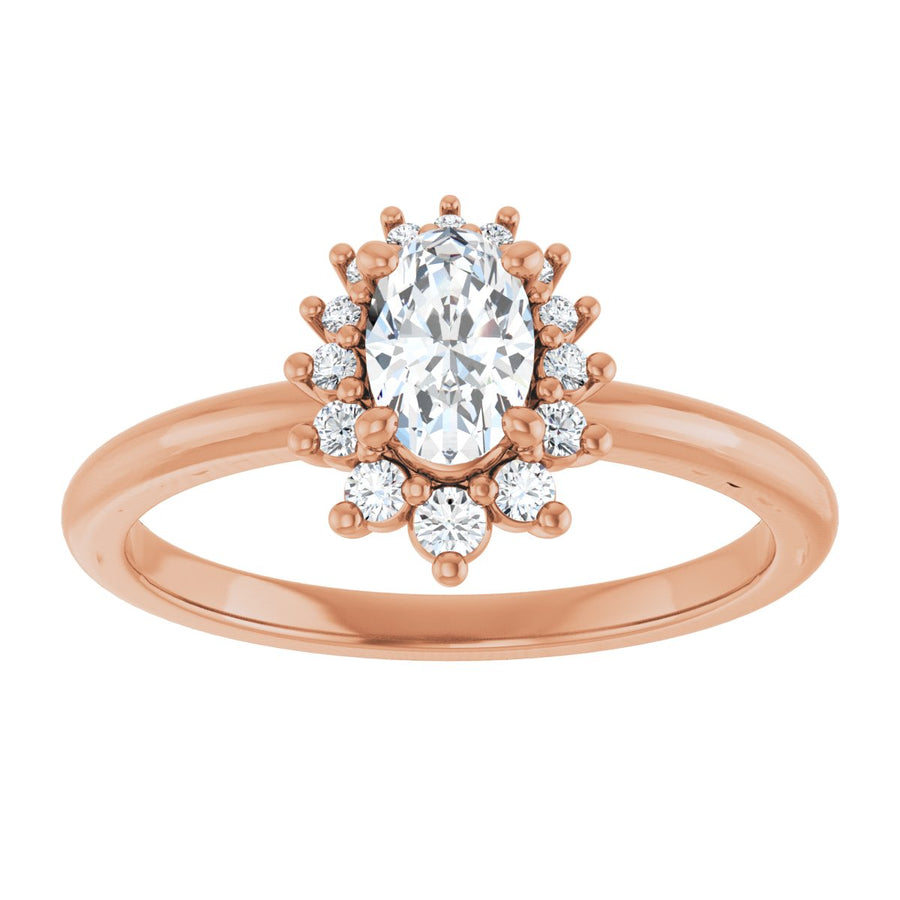 Oval Halo-Style Asymmetrical Engagement Ring Semi-Mount - gallery - Series 124478