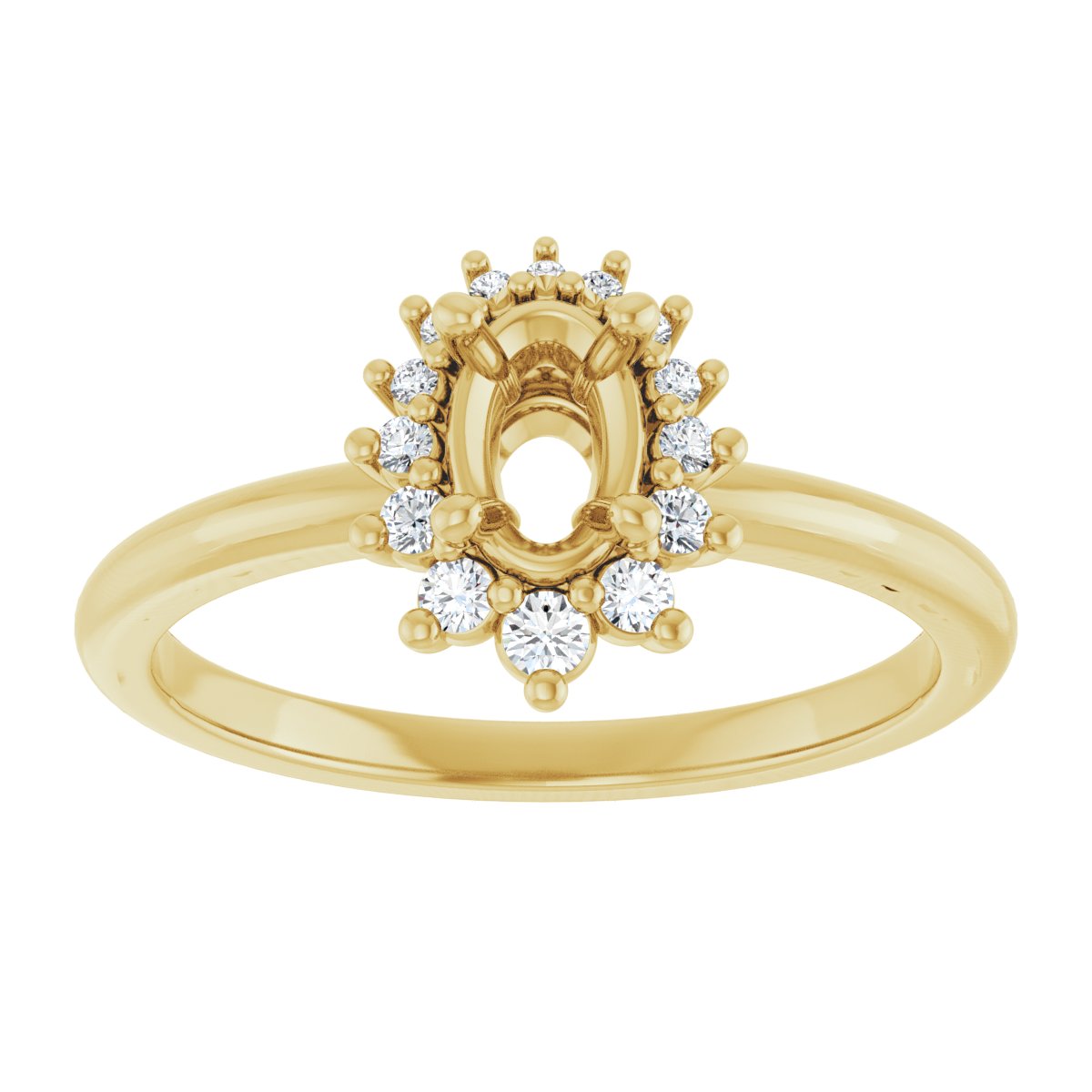 Oval Halo-Style Asymmetrical Engagement Ring Semi-Mount - gallery - Series 124478