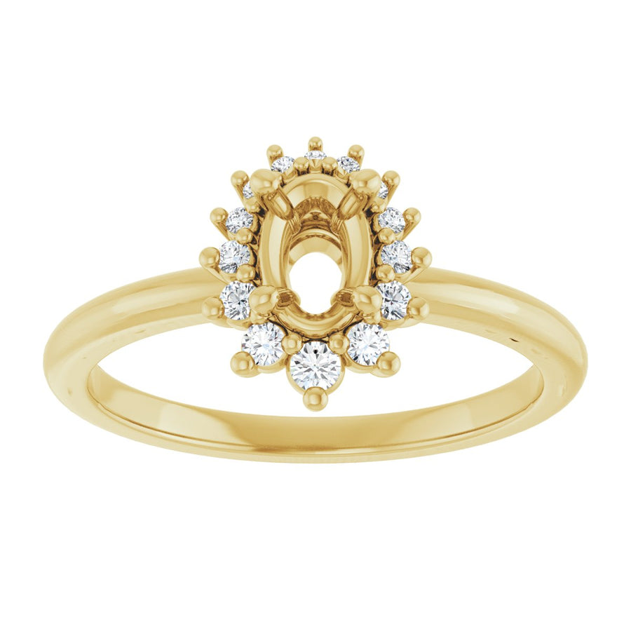 Oval Halo-Style Asymmetrical Engagement Ring Semi-Mount - gallery - Series 124478