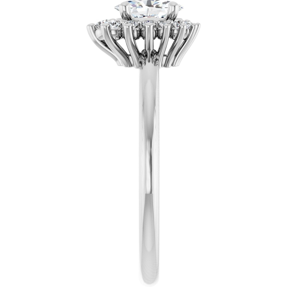 Oval Halo-Style Asymmetrical Engagement Ring Semi-Mount - gallery - Series 124478