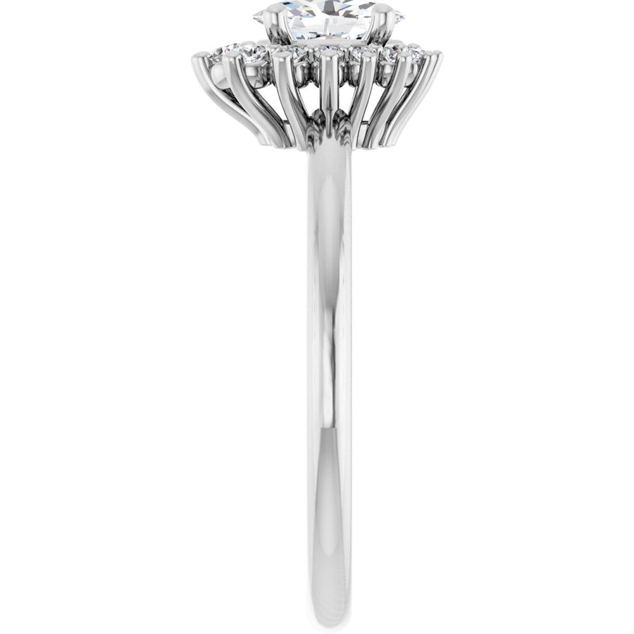 Oval Halo-Style Asymmetrical Engagement Ring Semi-Mount - gallery - Series 124478