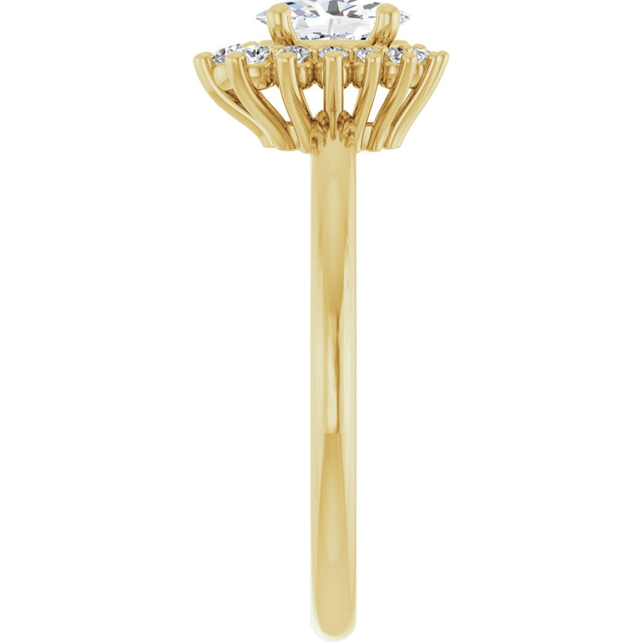 Oval Halo-Style Asymmetrical Engagement Ring Semi-Mount - gallery - Series 124478