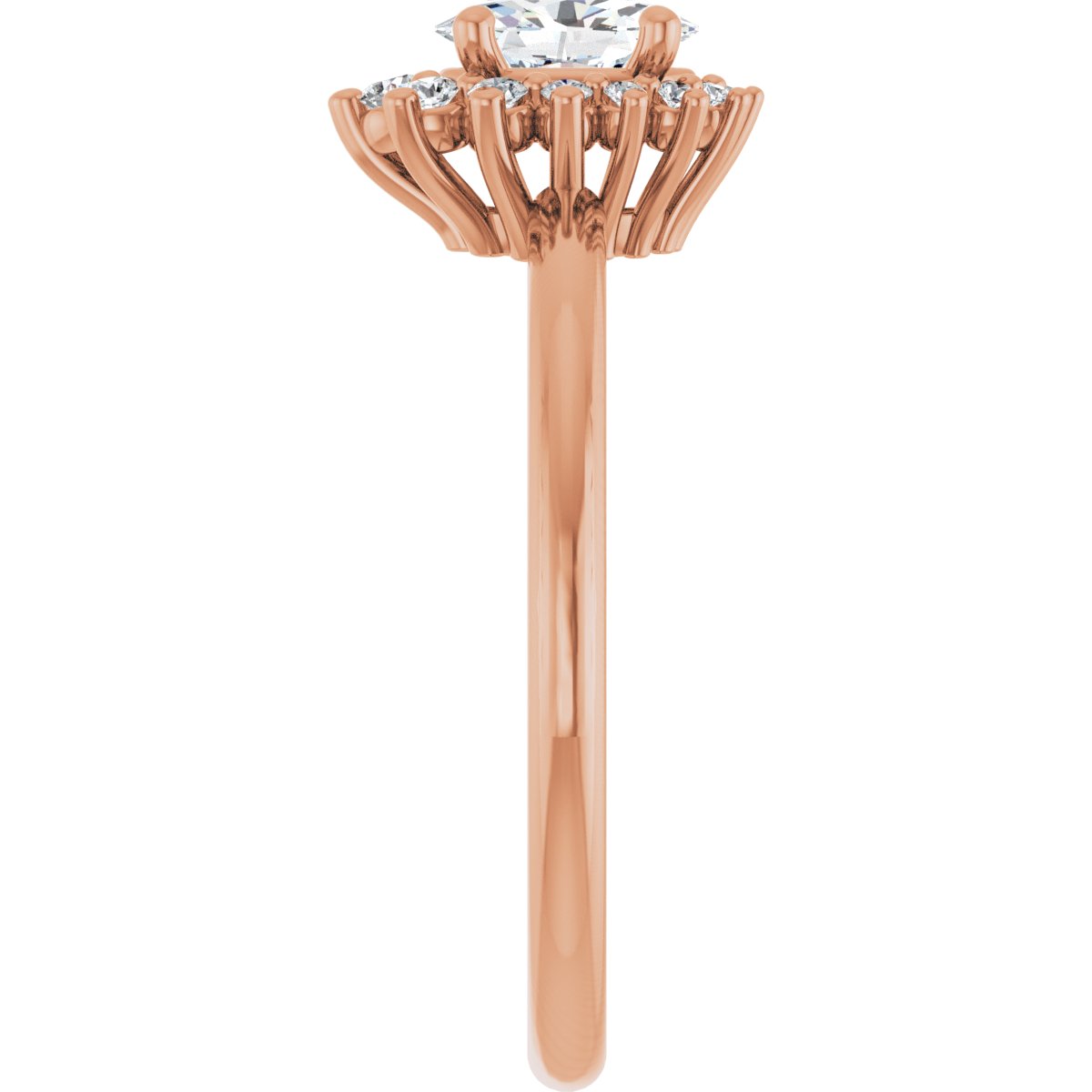 Oval Halo-Style Asymmetrical Engagement Ring Semi-Mount - gallery - Series 124478