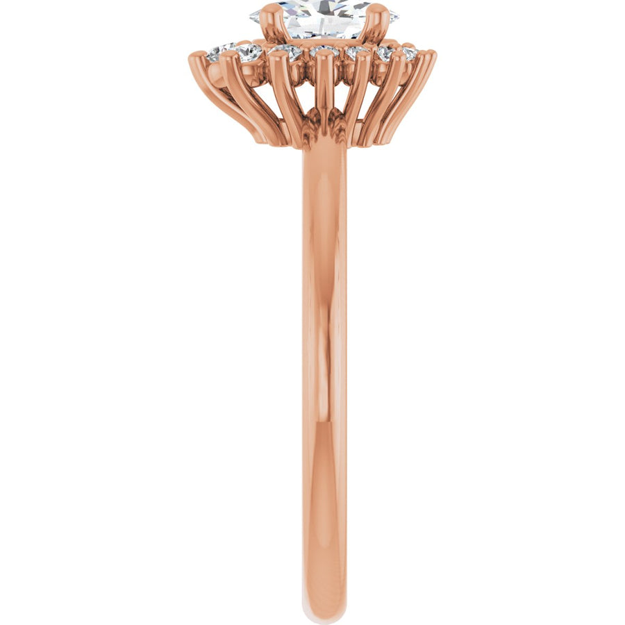 Oval Halo-Style Asymmetrical Engagement Ring Semi-Mount - gallery - Series 124478
