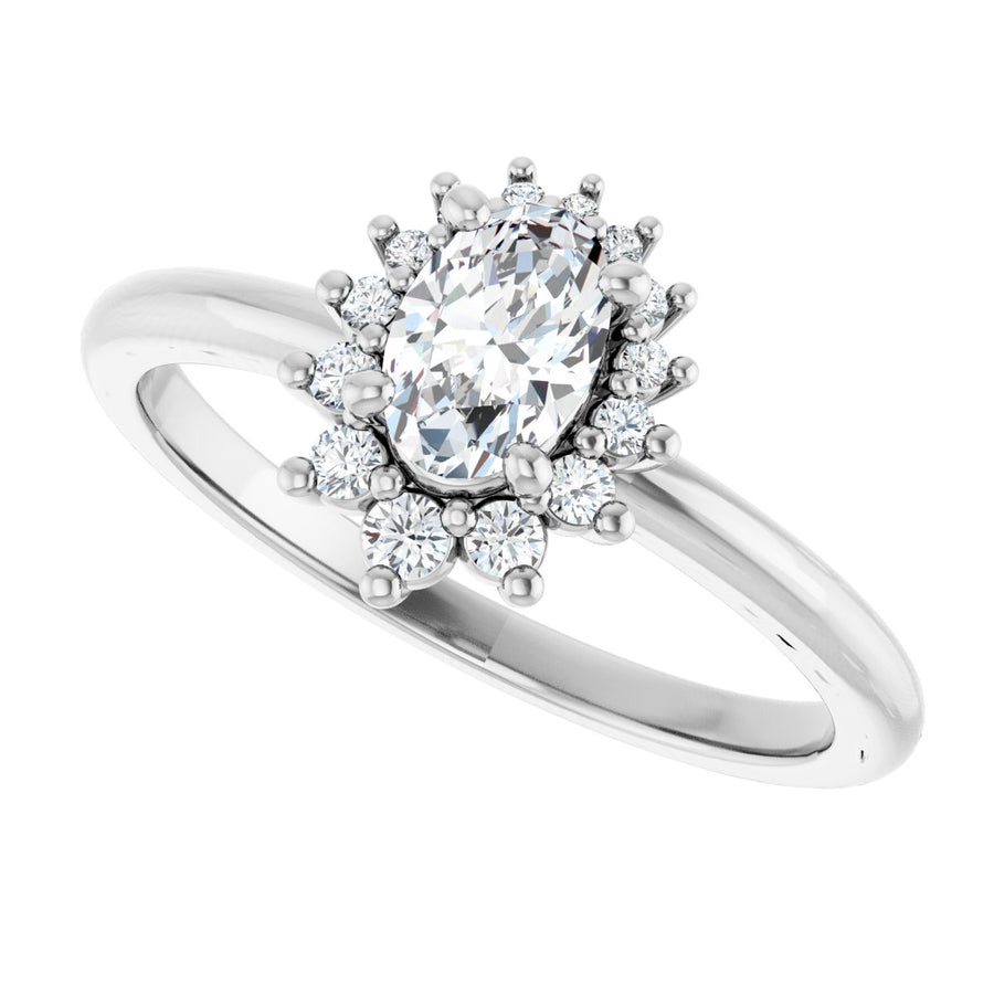Oval Halo-Style Asymmetrical Engagement Ring Semi-Mount - gallery - Series 124478