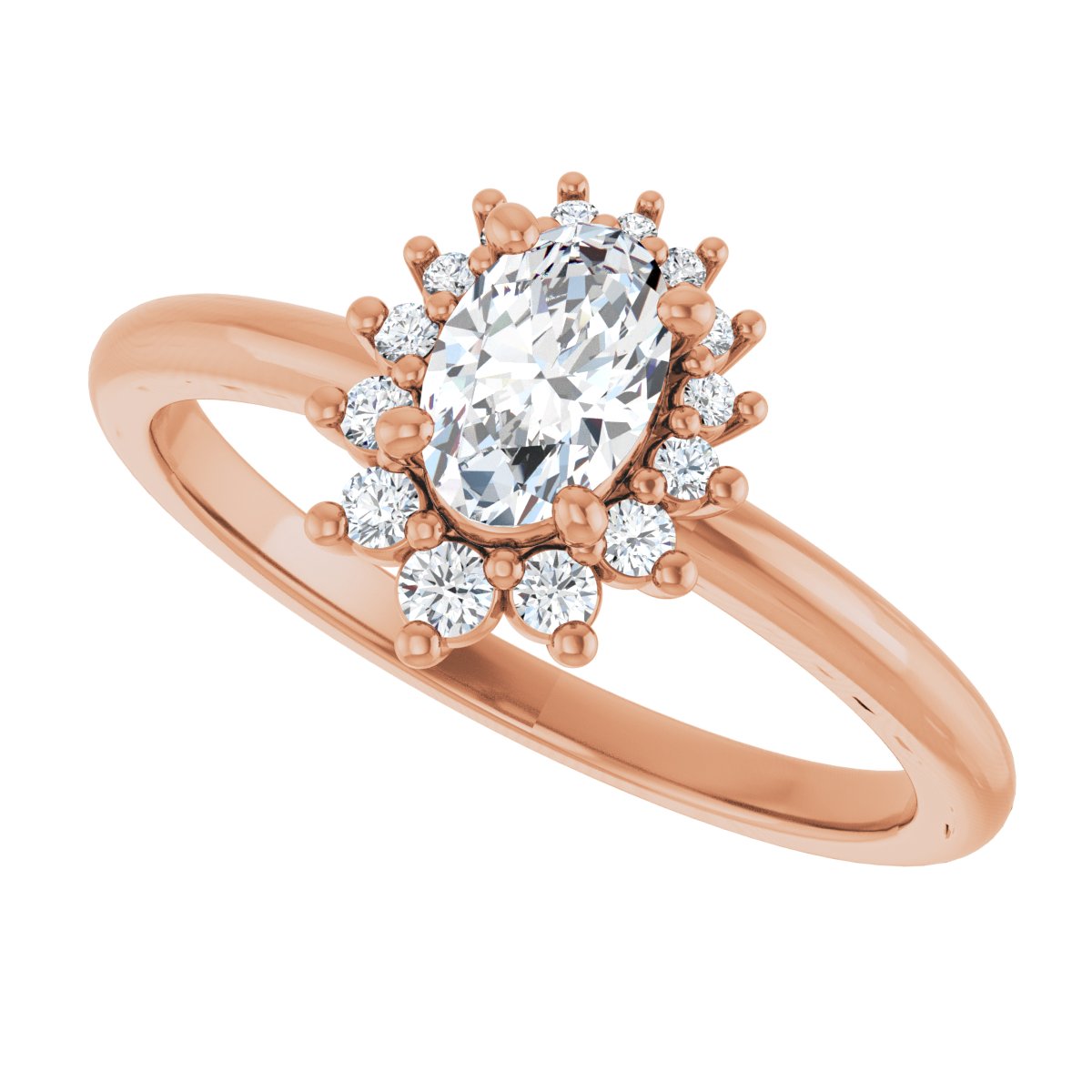 Oval Halo-Style Asymmetrical Engagement Ring Semi-Mount - gallery - Series 124478