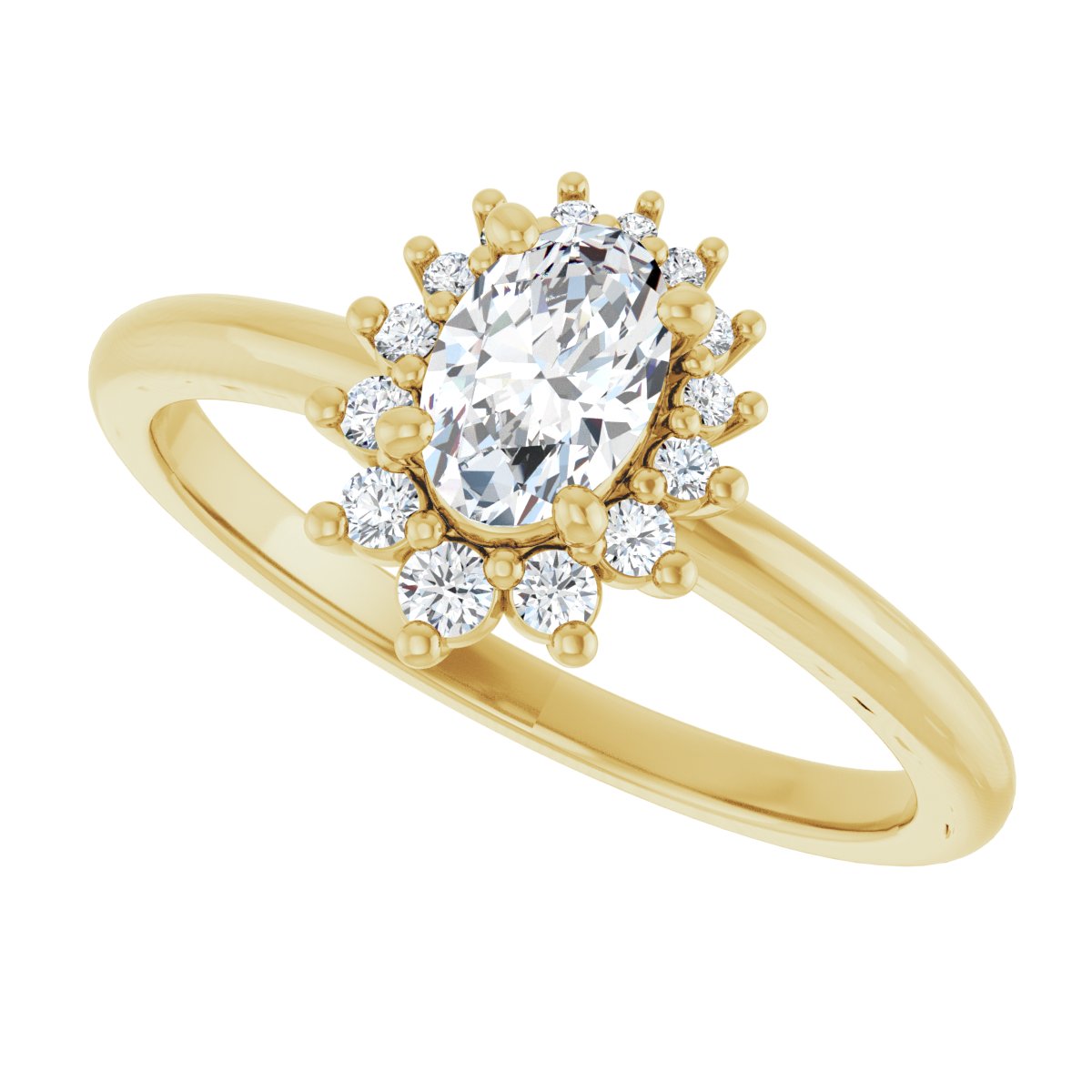 Oval Halo-Style Asymmetrical Engagement Ring Semi-Mount - gallery - Series 124478