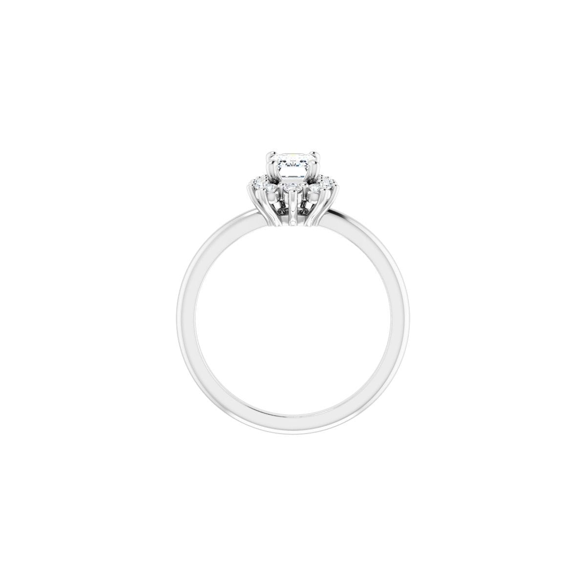 Emerald Halo-Style Asymmetrical Engagement Ring Semi-Mount - gallery - Series 124478