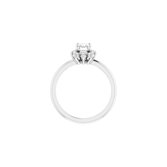 Emerald Halo-Style Asymmetrical Engagement Ring Semi-Mount - gallery - Series 124478