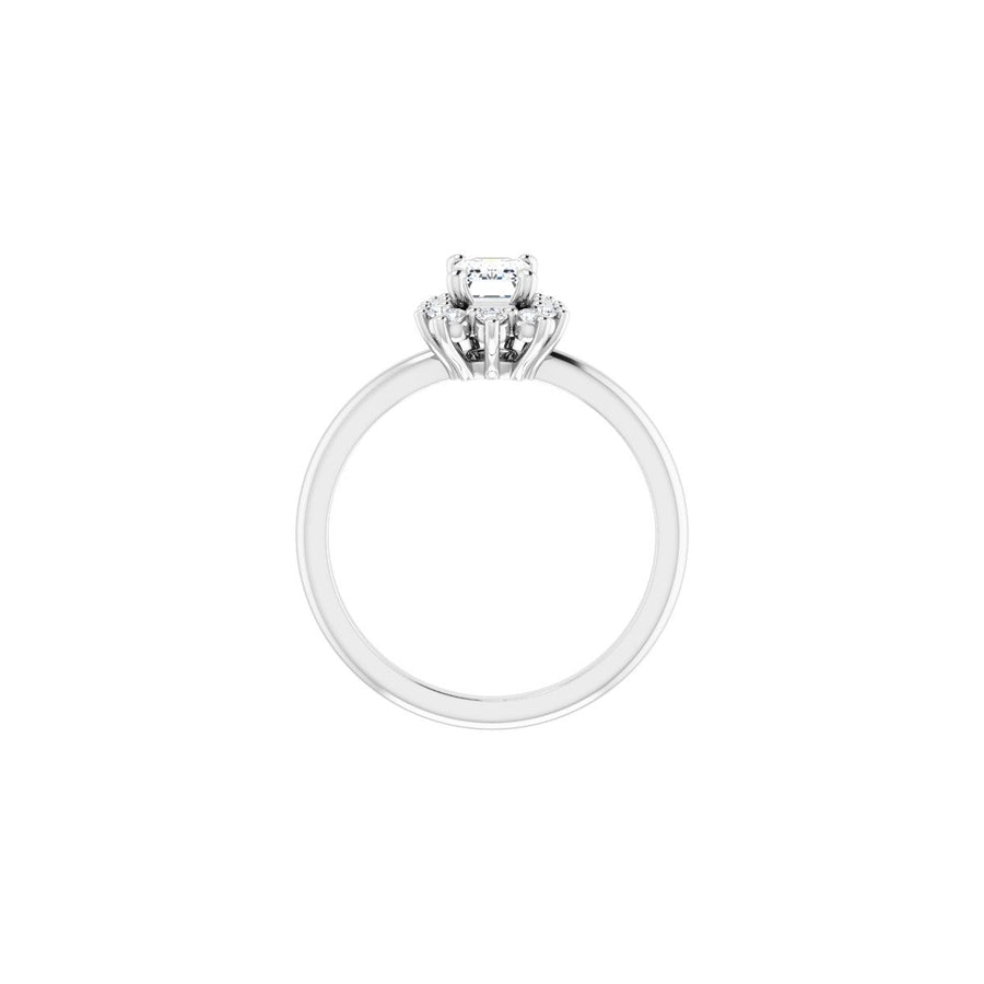 Emerald Halo-Style Asymmetrical Engagement Ring Semi-Mount - gallery - Series 124478