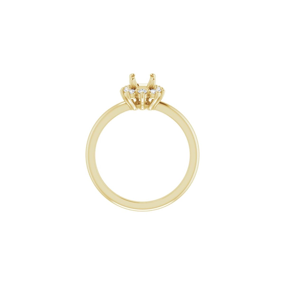 Emerald Halo-Style Asymmetrical Engagement Ring Semi-Mount - gallery - Series 124478