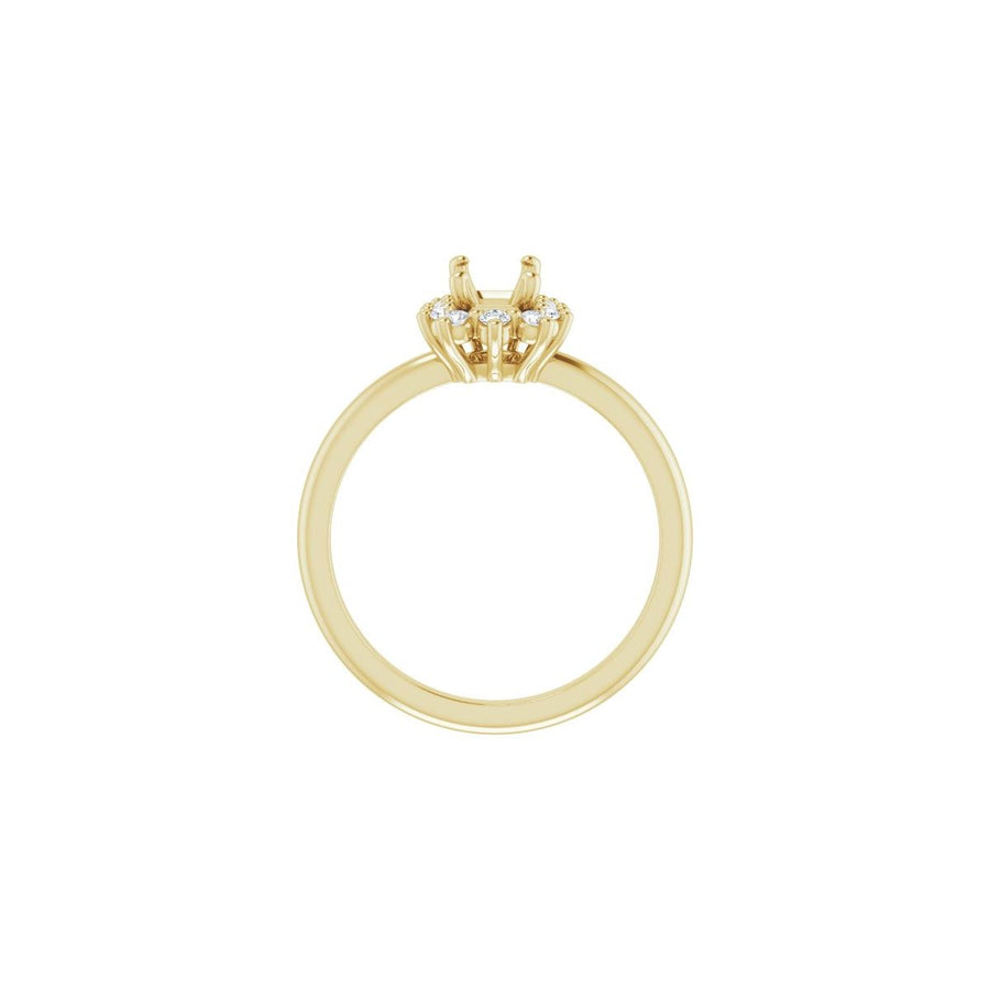 Emerald Halo-Style Asymmetrical Engagement Ring Semi-Mount - gallery - Series 124478