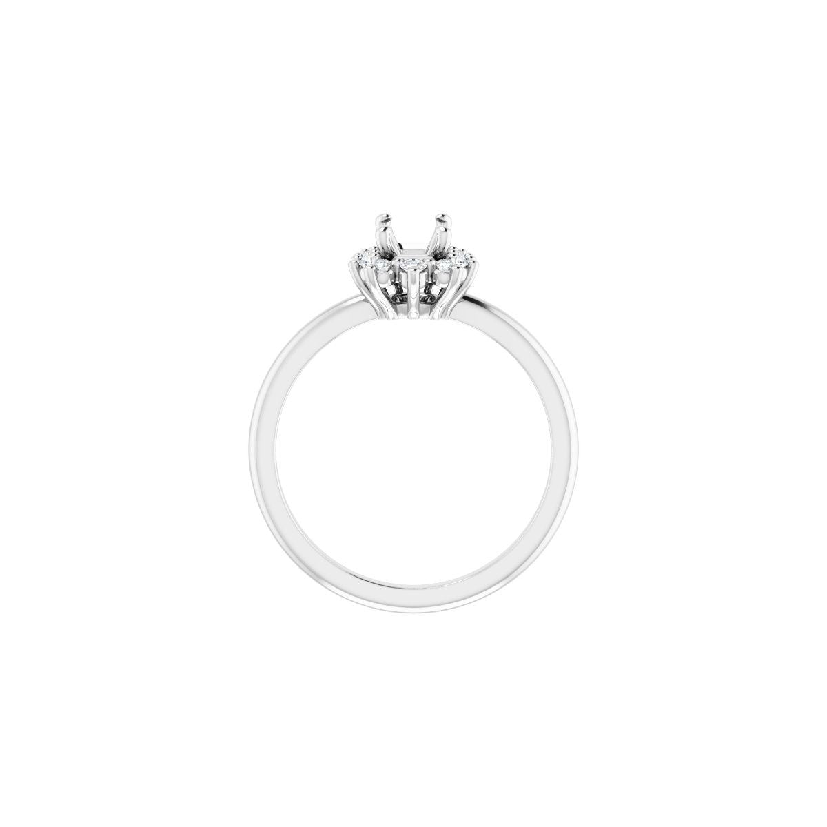 Emerald Halo-Style Asymmetrical Engagement Ring Semi-Mount - gallery - Series 124478