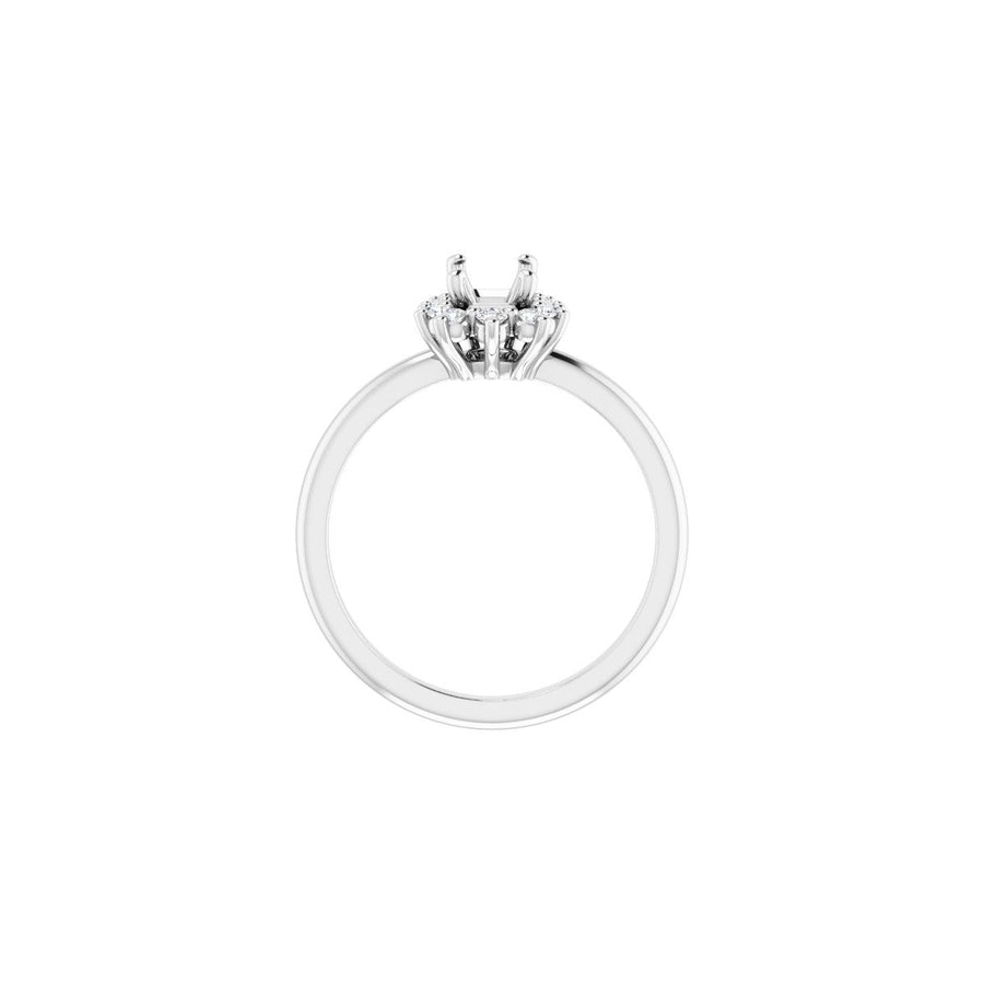 Emerald Halo-Style Asymmetrical Engagement Ring Semi-Mount - gallery - Series 124478