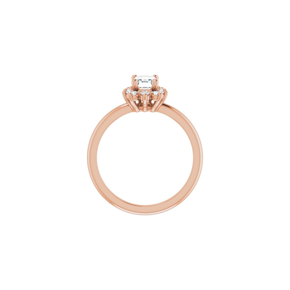 Emerald Halo-Style Asymmetrical Engagement Ring Semi-Mount - gallery - Series 124478