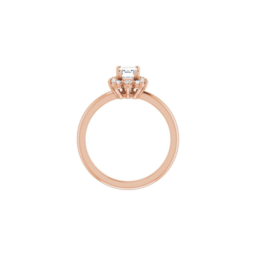 Emerald Halo-Style Asymmetrical Engagement Ring Semi-Mount - gallery - Series 124478