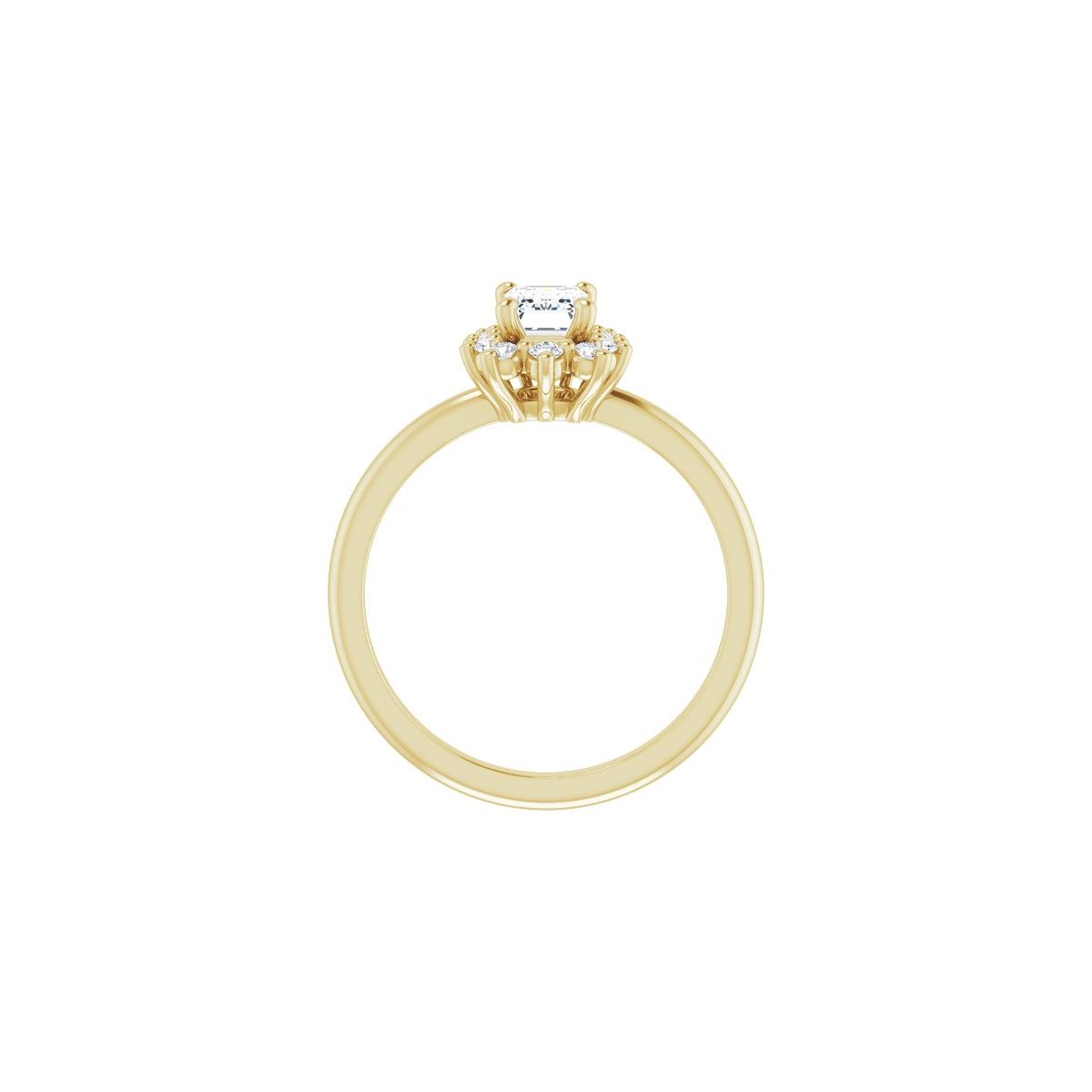 Emerald Halo-Style Asymmetrical Engagement Ring Semi-Mount - gallery - Series 124478