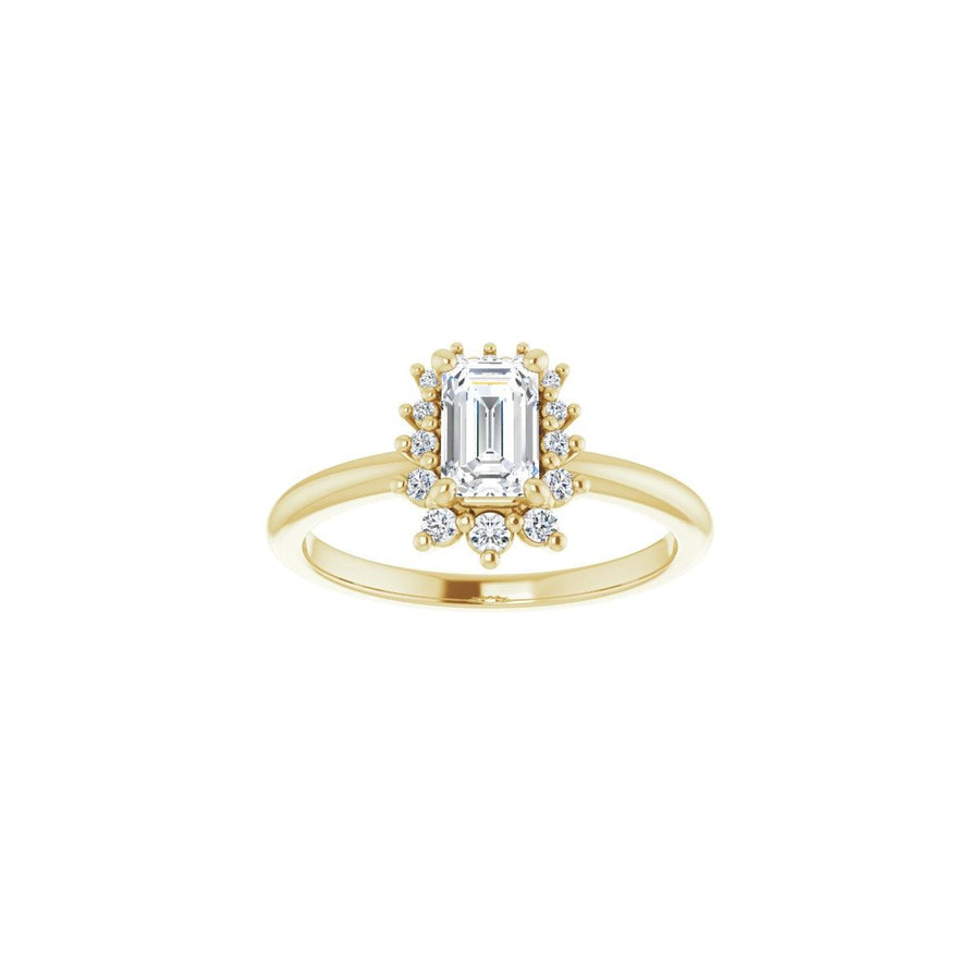 Emerald Halo-Style Asymmetrical Engagement Ring Semi-Mount - gallery - Series 124478