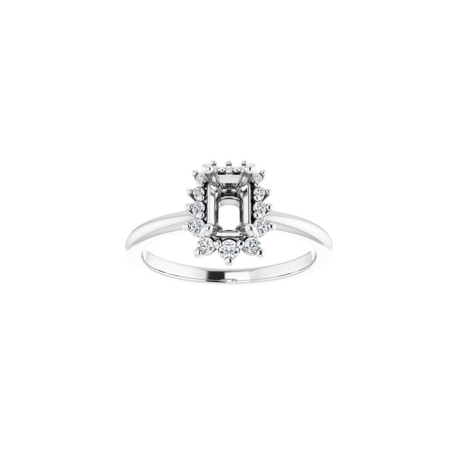 Emerald Halo-Style Asymmetrical Engagement Ring Semi-Mount - gallery - Series 124478